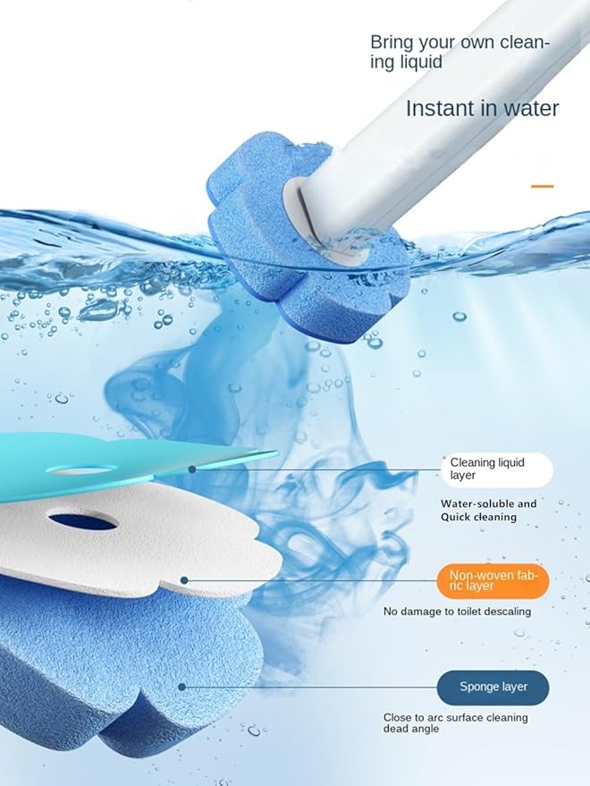 Disposable Toilet Brush with 24PCS Cleaner Refills Bathroom Bowl Wand Holder Set for Sink Bathtub Wash Basin Mop Pool (Toilet Cleaning Kit)