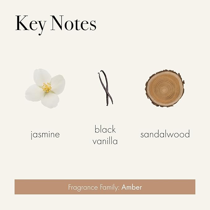 LAFCO New York Signature Reed Diffuser Amber Black Vanilla - 15 oz - Up to 9 Months Fragrance Life - Reusable Hand Blown Glass Vessel - Natural Wood Reeds - Made in The USA