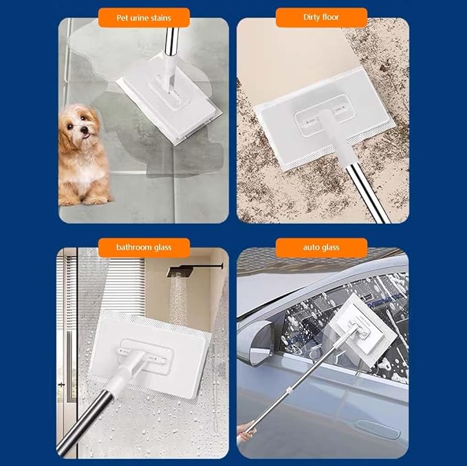 Quick-Grip Mini Mop Touch-Free Cloth Change 20 Reusable Cloths Included 37/70/100/133/165 cm Telescopic Gap Dust Cleaning Duster Flat Mop with Locking Head