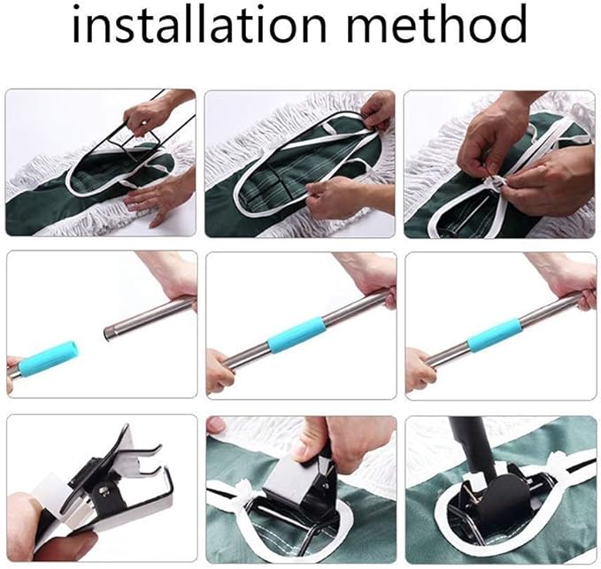 Industrial Class Cotton Floor Mop | Dry to Attract Dirt Dust or Hardwood Clean Office Garage Care Telescopic Pole Height