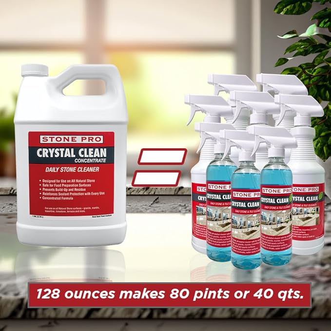 Stone Pro Crystal Clean - Surface Cleaner &amp Sealer Concentrate 32 oz Quart