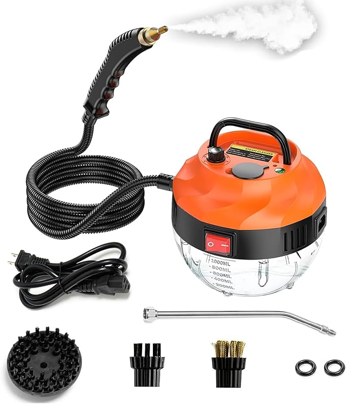 Handheld Steam Cleaner2500W Steam Cleaner High Pressure Steamer for Cleaning Handheld Portable Steam Cleaners for Home Steamer for CarUpholstery Kitchen Bathroom Grout and Tile