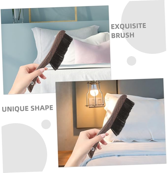 TIDTALEO 2pcs Wooden Handheld Cleaning Brush for Furniture Keyboards and Musical Instruments Soft Bristle Broom for Use
