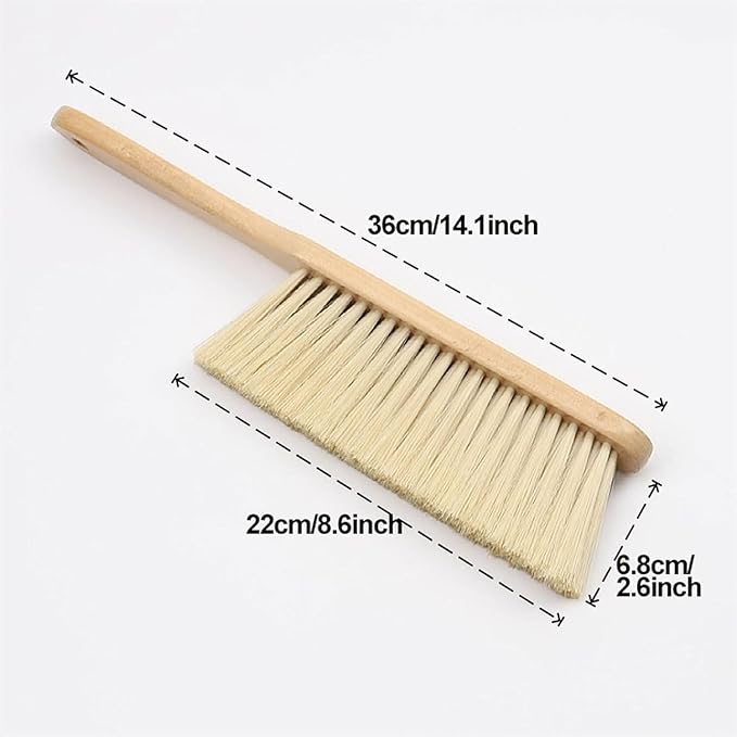 Whisk Broom Hand Held Hand Broom Wood Drafting Brush Soft Bristles Not Easy to Fall Off Bench