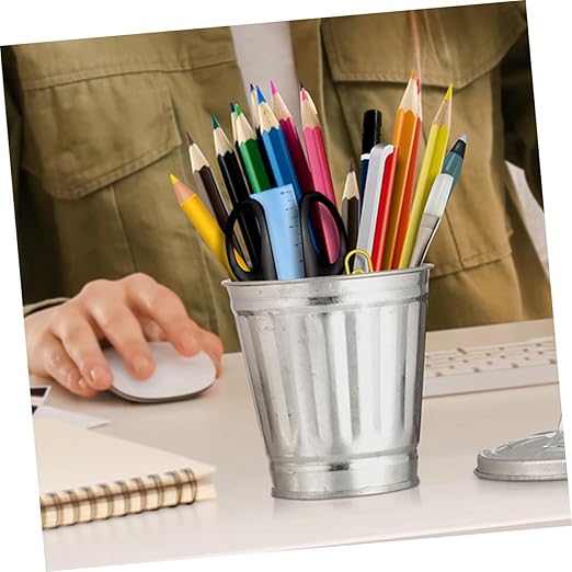 4pcs Mini Metal Desk Trash Can Small Wastebasket for Desktop Desk Trash Bin Can Mini Table Storage Jar