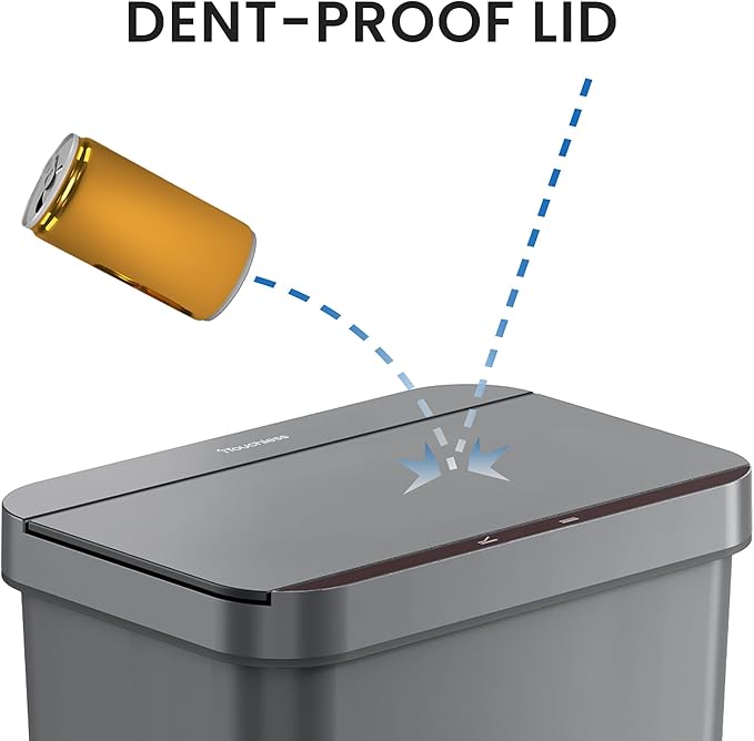 iTouchless Prime 13.2 Gallon Sensor Trash Can Durable Dent-Proof Construction Slim and Space-Efficient Automatic Bin Great for Kitchen Home Office Business Garage Gray Color Plastic