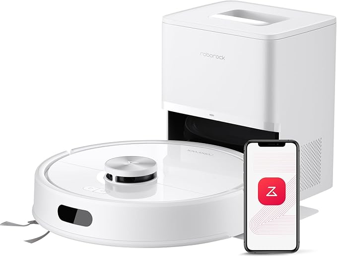 roborock Q7 M5+ Robot Vacuum and Mop Upgraded from Q5 Max+ Up to 7-9 Weeks Self-Empty 10000Pa Suction Dual Anti-Tangle System for Pet Hair &amp Carpet PreciSense LiDAR Navigation App Control W
