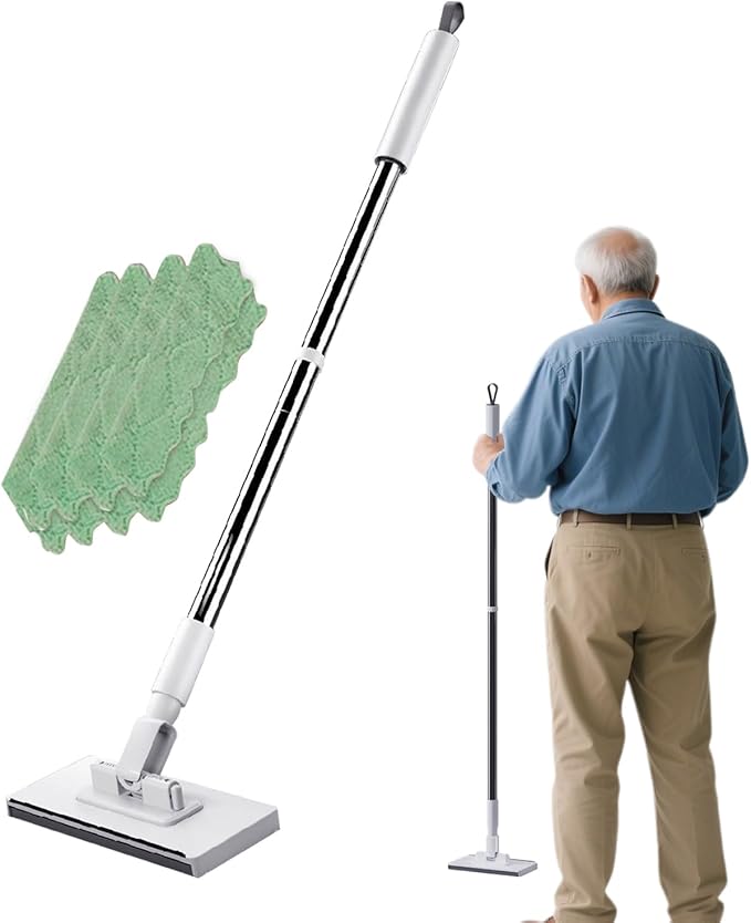 Dust Mop360-Degree Rotating Head Cleaning ToolFlat Floor Mop with 2 Reusable Pads | for Kitchen Home Tile Laminate Apartment Bathroom Corridor