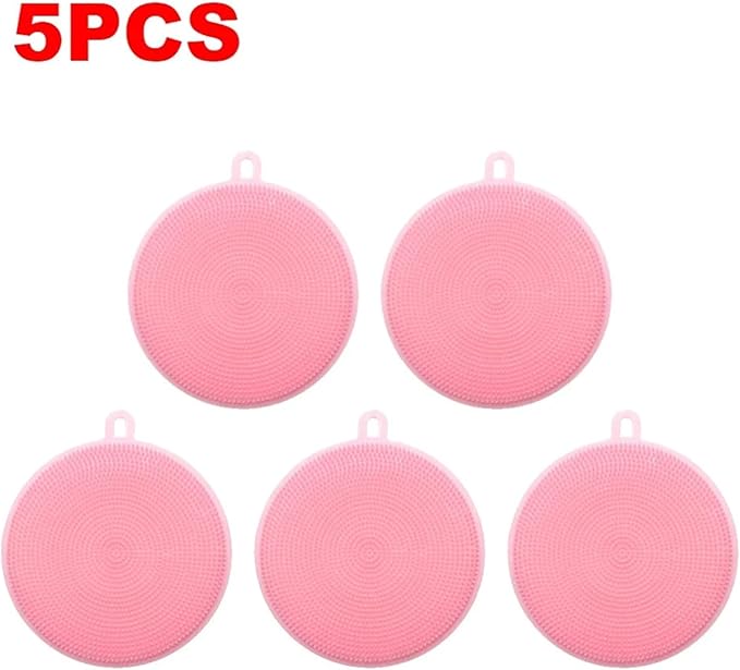 10-1PCS Silicone Cleaning Brushes Soft Silicone Scouring Pad Washing Sponge Dish Bowl Pot Cleaner Washing Tool Kitchen Accessori(5 pcs)