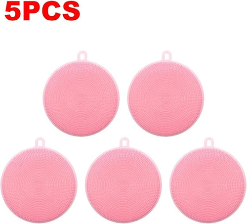 10-1PCS Silicone Cleaning Brushes Soft Silicone Scouring Pad Washing Sponge Dish Bowl Pot Cleaner Washing Tool Kitchen Accessori(5 pcs)