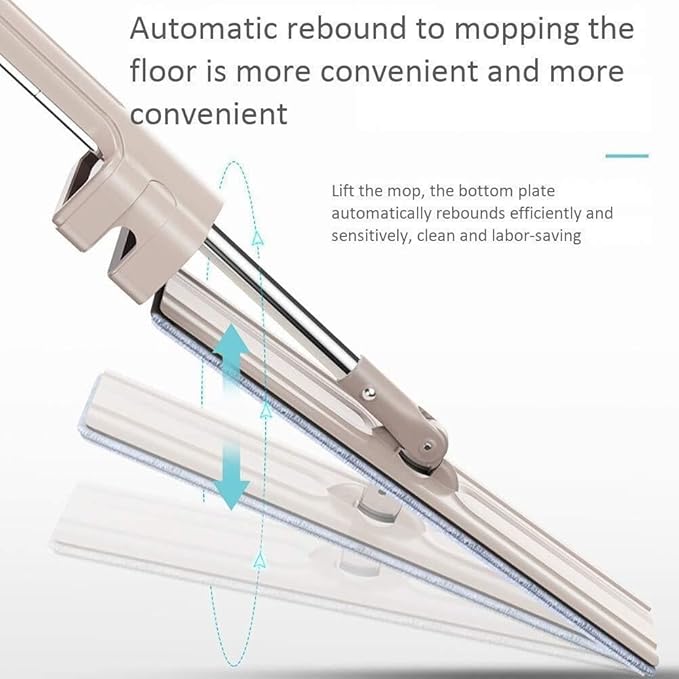 Professional Flat Floor Mop with 180° Rotation Automatic Reset Wet &amp Dry Cleaning for Wood Tile Laminate Floors – Stainless Steel Microfiber Cloth