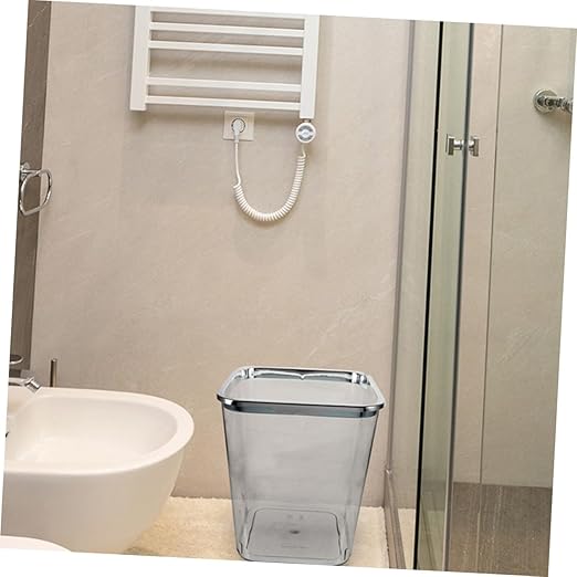 DOITOOL Large Transparent Plastic Trash Can with Press Ring PP Wastebasket for Bathroom Kitchen Office Stable Lidless Garbage Container for Home Use