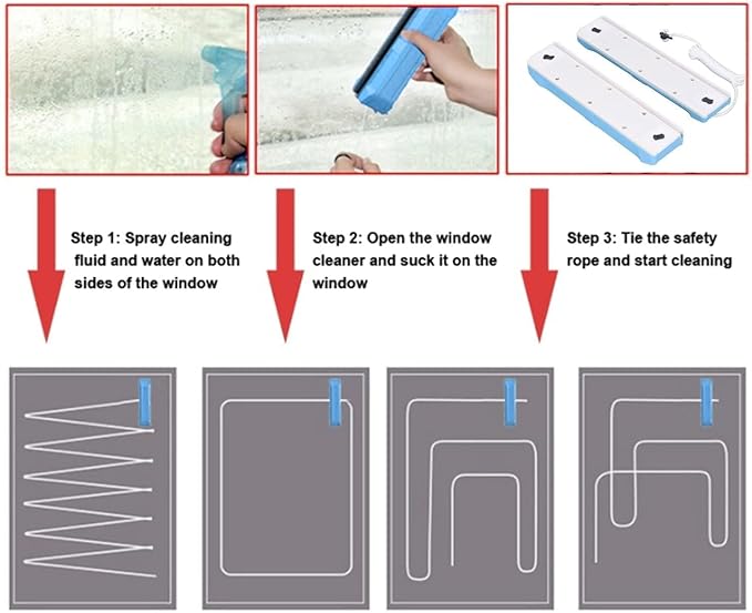 Magnetic Window Cleaner Double-Sided Glider Glass Washing Wiper Prevent Falling Glass Cleaning Brush Tool for Indoor Outdoor High Floors