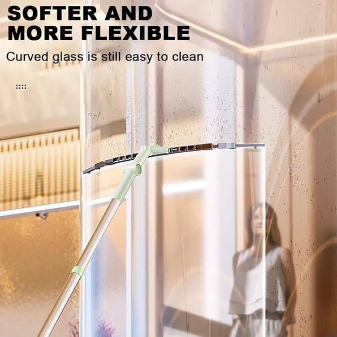 Multifunctional Window Cleaning Wiper with 290Cm Stainless Steel Extension Pole and Rubber Scraper Blade 180° Rotatable Window Cleaning Tool Kit Car Glass Washing EquipmentD
