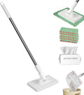 Convenient Cloth Changing Mini Mop with 5 Reusable Cloths Long Handle 360° Rotating Small Flat Mop with One-Click Snap Grip Disposable Lazy Clip Mops for Dry &amp Wet Cleaning (2)