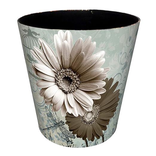 10L/2.64 Gallon PU Leather Trash Can Decorative Waterproof Wastebasket Paper Basket Garbage Bin for Home Office Bathroom