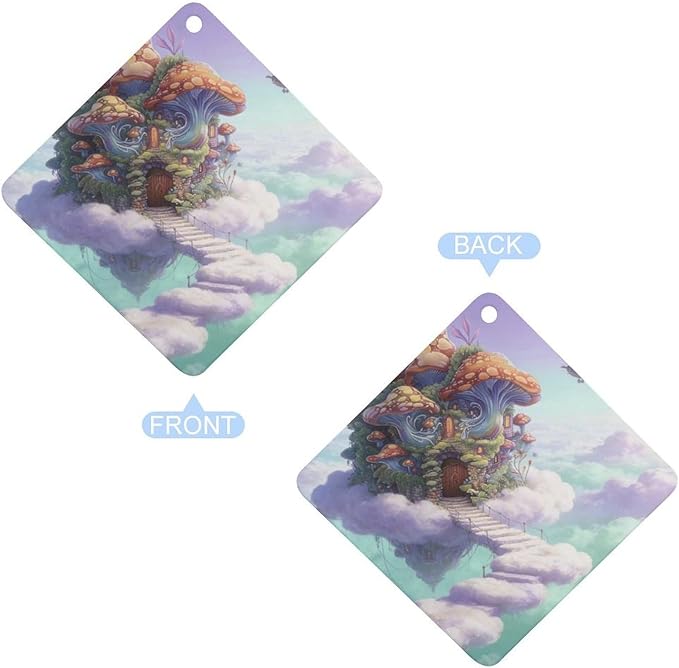 5PCS Car Air Freshener Hanging Personalized Double Sided Sky Shroom Hut Car Fresheners Long Lasting New Cars Scents Cute Automotive Freshies for Closets Drawers (tea)