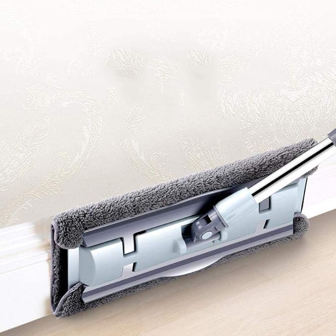 360 Degree Spin Mop with Large Microfiber Pads Flat Floor Telescopic Handle Home Windows Kitchen