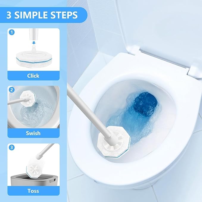 50 Count Toilet Wand Refills for Upgrade Scrubbing Fiber Cotton Brush Heads Compatible with Clorox Toilet Wand for Bathroom Efficient Cleaning