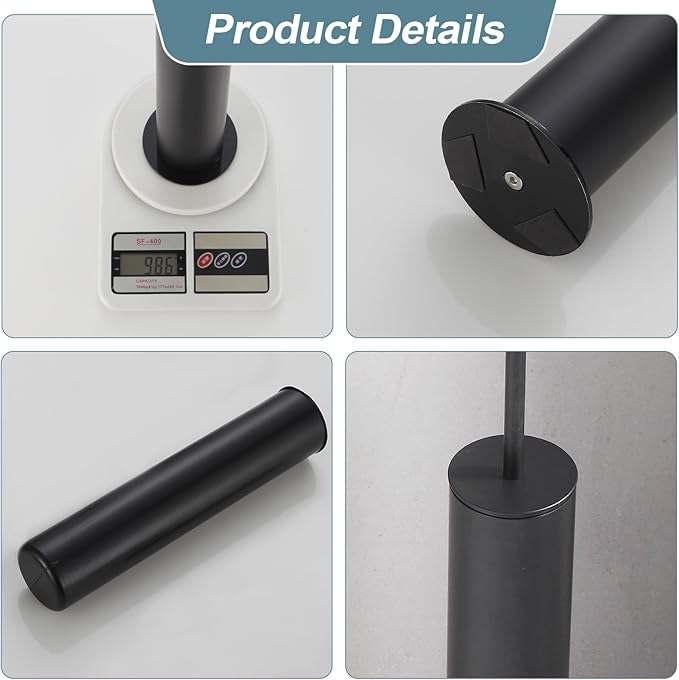 BGL Toilet Brush and Holder Set Heavy Duty 304 Stainless Steel Round Base and Long Handle for Bathroom Deep Cleaning Drip-Proof Space Saving for Storag Black