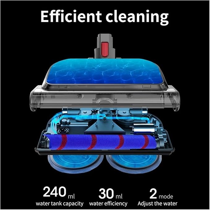 Electric Mop Head Compatible with Dyson V7 V8 V10 V11 V15 Vacuum Cleaner Mop Attachment with LED Headlights Water Reservoir