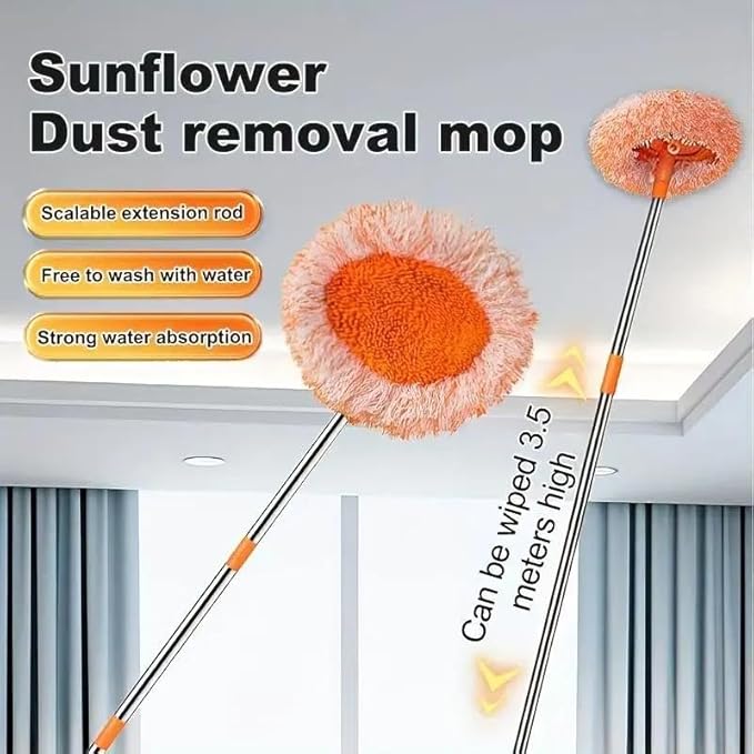 Wall Cleaner Mop with Long Handle 69 Inches Adjustable Ceiling Cleaning Tool Duster Extendable Long Handle Baseboard Cleaning Duster Ceiling Fan Blade Cleaner Duster