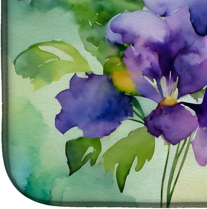 Caroline's Treasures DAC1687DDM New Jersey Violet in Watercolor Dish Drying Mat Absorbent Dish Drying Mat Pad for Kitchen Counter Dish Drainer Mat for Countertop 14 x 21 Multicolor