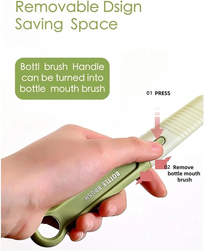 Baby Bottle Brush Set-Travel Bottle Cleaner Kit with Silicone BrushDrying RackNipple BrushStraw BrushBottle Mouth BrushStorage Box-6 in 1 Portable Bottle Washing Kit for Home and Travel