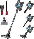Cordless Vacuum Cleaner Stick Vacuum for Pet Hair &amp Hardwood Floor Self-Standing Rechargeable Vacuum with Smart LED Display Lightweight Battery Powered Vacuum for Home Dorm &amp Dog Hair-Blu