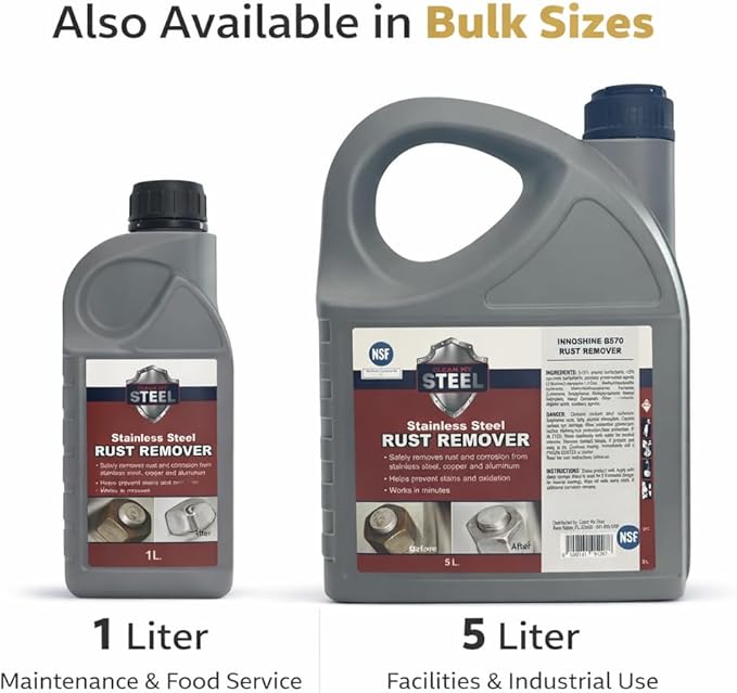 Stainless Steel Rust Stain Remover &amp Cleaner Soft Cleanser Safe for Food Areas Non-Toxic for Appliances Perfect for Commercial Equipment Refrigerator Cybertruck and more (8.5 oz)