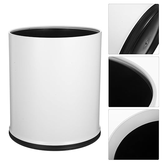Double Layer Trash Can with Lid Fire-Resistant Round Garbage Bin Compact Bathroom and Office Wastebasket for Home Use