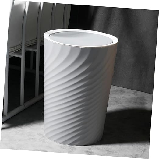 Zerodeko Creative Plastic Trash Can with Swing Lid 10L Household Waste Basket for Bathroom Office Bedroom Anti-Fingerprint Finish Easy to Use Garbage Bin