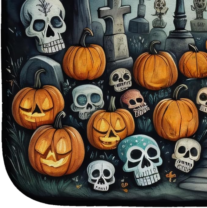 Caroline's Treasures DAC2233DDM Calaveras Sugar Skulls Spooky Halloween Dish Drying Mat Absorbent Dish Drying Mat Pad for Kitchen Counter Dish Drainer Mat for Countertop 14 x 21 Multicolor