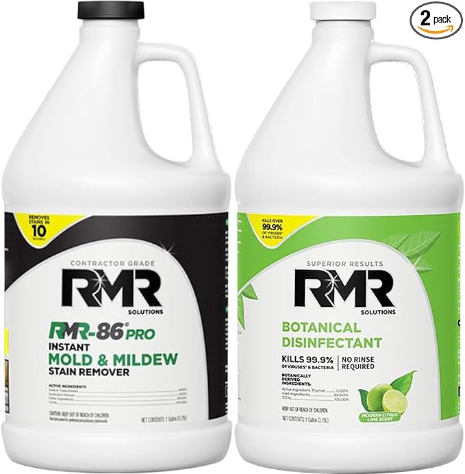 RMR-86 Pro Contractor Grade Mold Stain &amp Mildew Stain Remover and RMR Botanical Disinfectant Cleaner Mold Remover Bundle