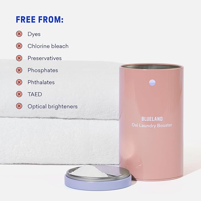 BLUELAND Oxi Laundry Booster Powder with Tin Starter Set Spring Bloom Scent 25 Loads 17.6 oz Plastic-Free Eco Friendly Oxy Cleaner Stain Remover