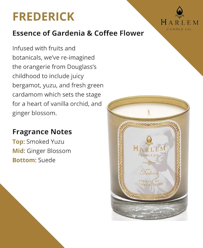 HARLEM CANDLE CO. Frederick - Luxury Scented Soy Candle 11 oz - 80-Hour Burn Time | Bergamot Yuzu Cardamom Suede Sandalwood | Scented Candles for Home