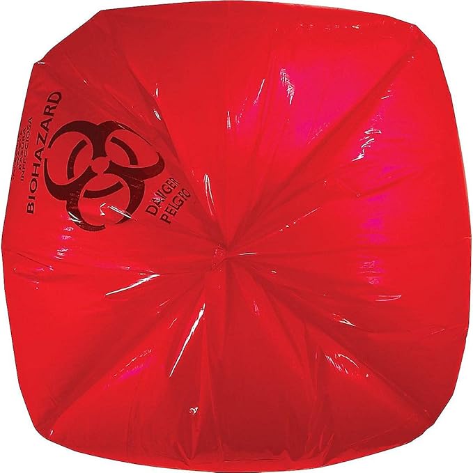Heritage A4823PR Healthcare Biohazard Printed Can Liners 8-10 gal 1.3mil 24 x 23 Red500/CT