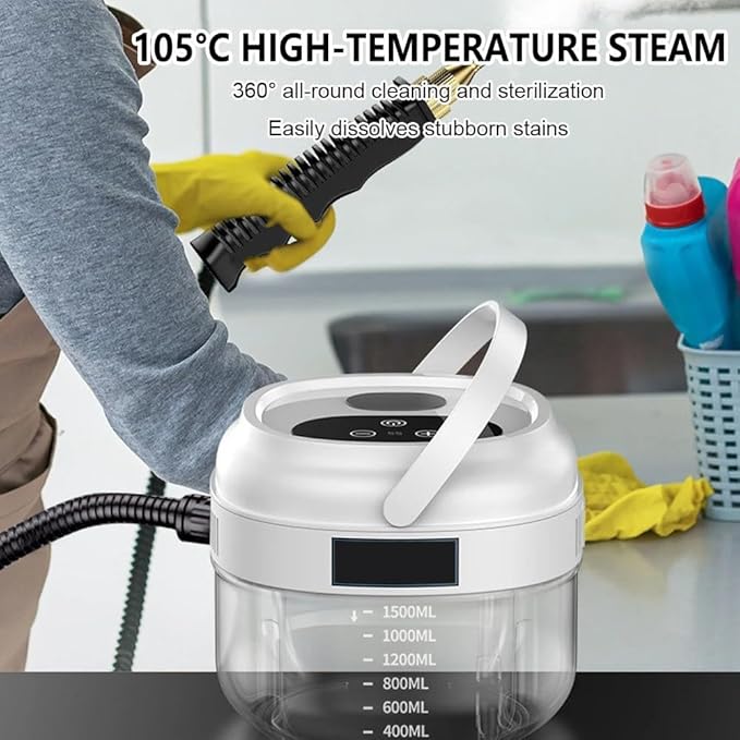 1500ML Steam Cleaner 1500W Steam Cleaner Handheld with Dry-Boil Protection 105℃/221℉ 15S Fast Heating for Windows Kitchen Floor Salmon Pink
