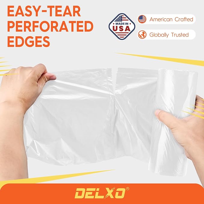 DELXO 30-33 Gallon Trash Bags 250 Count Heavy Duty Large Clear Garbage Bags Thick Durable and Puncture-Resistant Plastic Bags for Kitchens Yards &amp Offices Made in USA
