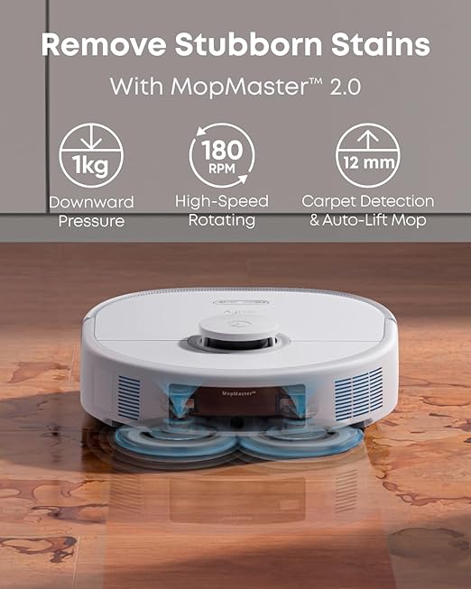 eufy X10 Pro Omni Robot Vacuum and Mop Combo Incredible Suction Dual Mops with 12 mm Auto-Lift and Carpet Detection AI Obstacle Avoidance Auto Mop Washing&ampDrying Self-Emptying White