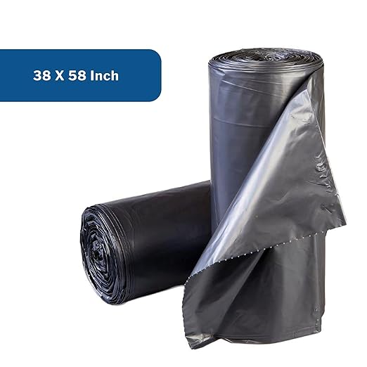 Inteplast Trash Can Liners Extra Heavy Plus Duty - Star-Sealed Bottom 1.1 mil - Gray 45 gal Capacity 38 in x 58 in