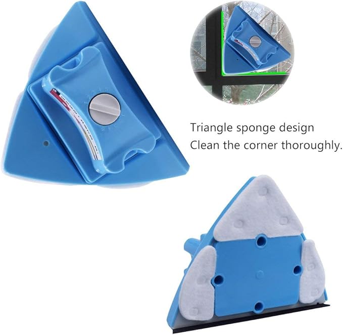 Double-sided Window Cleaner Glass Wiper Magnetic Cleaning Tools 5-Gears Adjustable Magnetic Glider Washing Brush Tools for High-Rise Double Car Glazed Windows Thickness 0.3-1.2 (Blue)