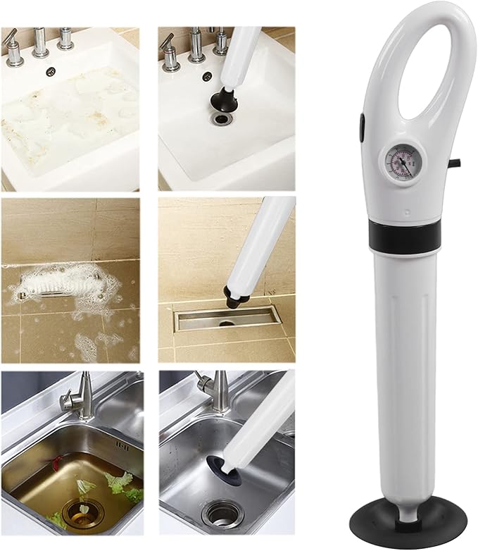 Toilet Plunger Drain Unblocker High Pressure Air Drain Blaster Kit Manual Pneumatic Dredge Equipment for Kitchen Bathroom Clogged Pipe