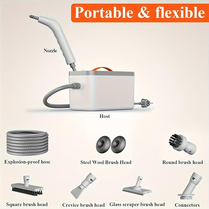 Handheld Steam Cleaner 1200ML Tank Steamer for Cleaning 15s Heat-Up Portable Steam Cleaner for Floor/Grout/Car/Kitchen &amp Bathroom White