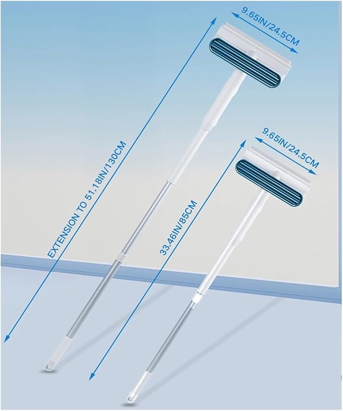 2 in 1 Window Mesh Screen Brush Cleaner Broom Wiper Telescopic Long Handle Mop Squeegee Cleaning Tool