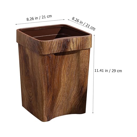 Wood Grain Waste Container Retro Style Trash Can for Bathroom Bedroom and Kitchen Stable Structure Easy to Clean Nordic Design Wastebasket