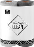 Fantasticlean Microfiber Cleaning Cloth Roll -60 Pack Tear Away Microfiber Towels 12 x 12 Reusable Washable Scratch Free Ultra Absorbent for All-Around Cleaning Supplies (Grey &amp DimGrey)