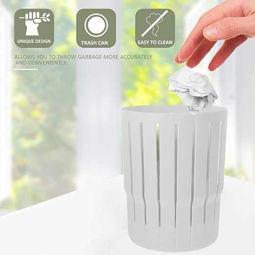 TIDTALEO Hollow-Out Small Trash Can Thick Open-Top Garbage Bucket White for Office Bathroom Bedroom Multi-Function Wastebasket