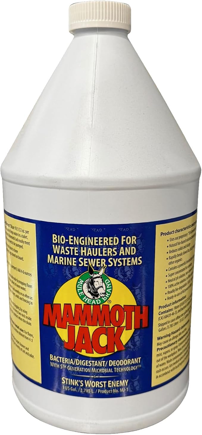Mule Head Mammoth Jack Industrial Odor Eliminator &amp Waste Digestant – Bio-Enzymatic Cleaner for Dumpsters Drains Sewage Systems Garbage Trucks Bilges &amp Kennels – 1 Gallon