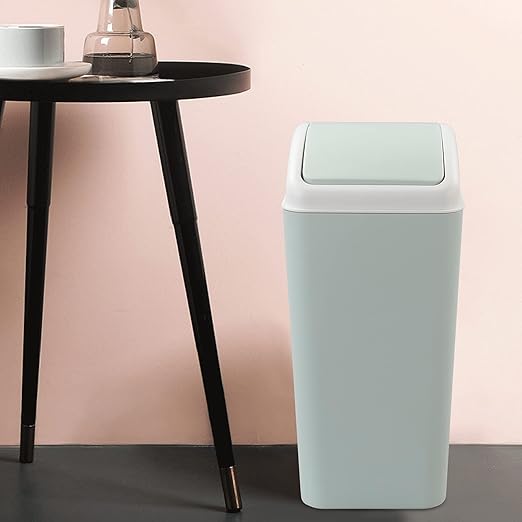 Kekow 4.5 Gallon Small Plastic Trash Can Swing Lid Waste Can Blue